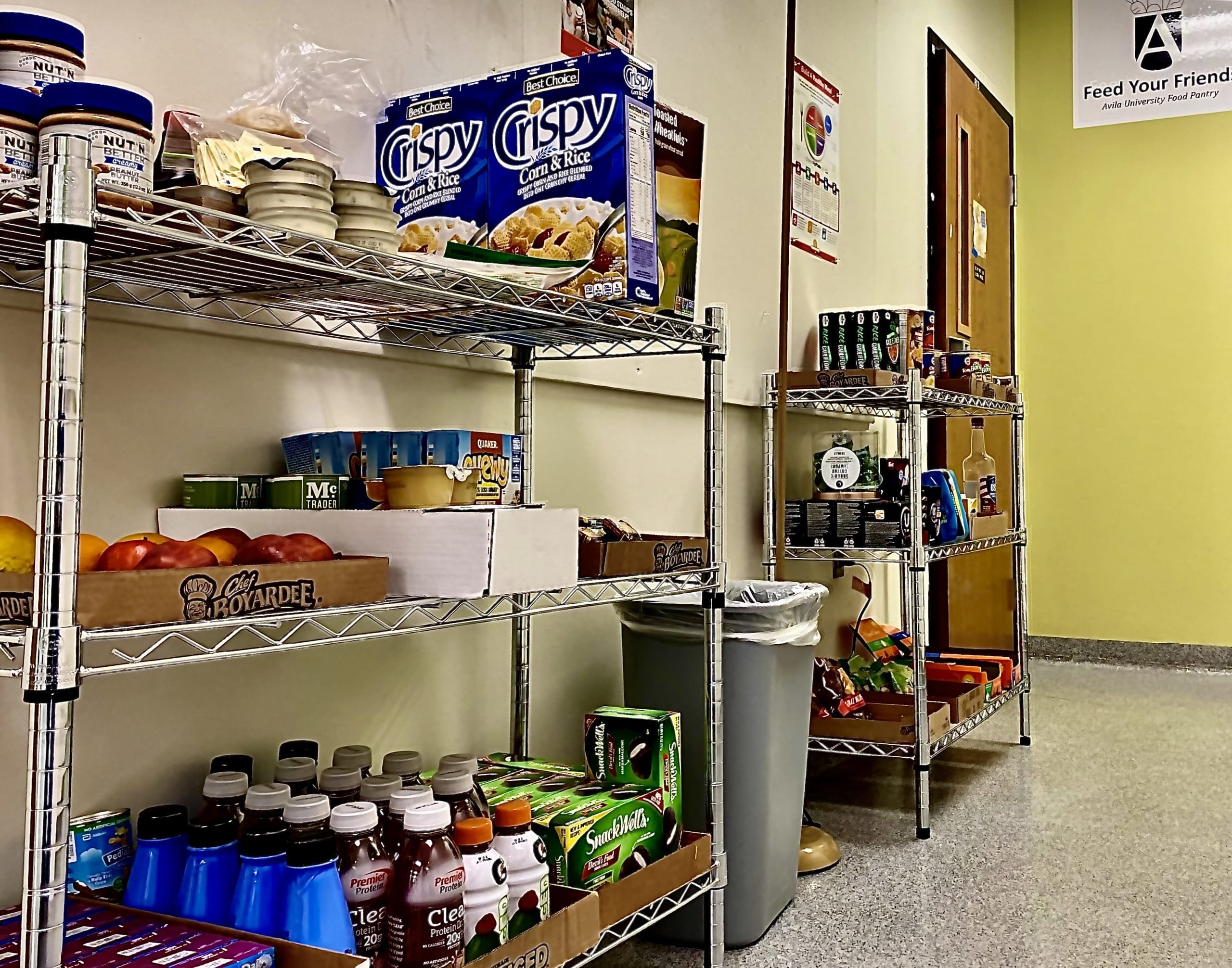 Image of shelves in Avila University food pantry