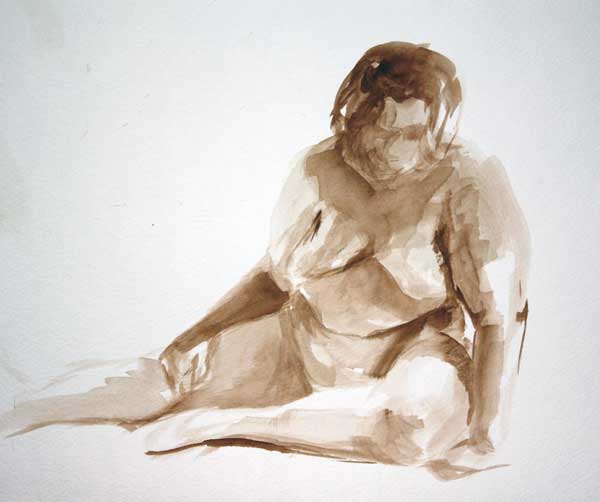 Student figure study painting
